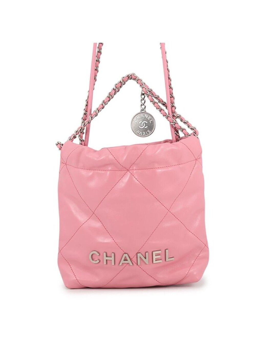 Chanel 22 Mini CC Logo Shiny Calfskin 2-Way Shoulder Bag